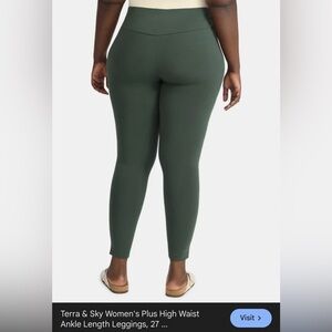 NWT Sz 1X (16-18W) Terra & Sky Women's Plus High Waist Ankle Length Leggings